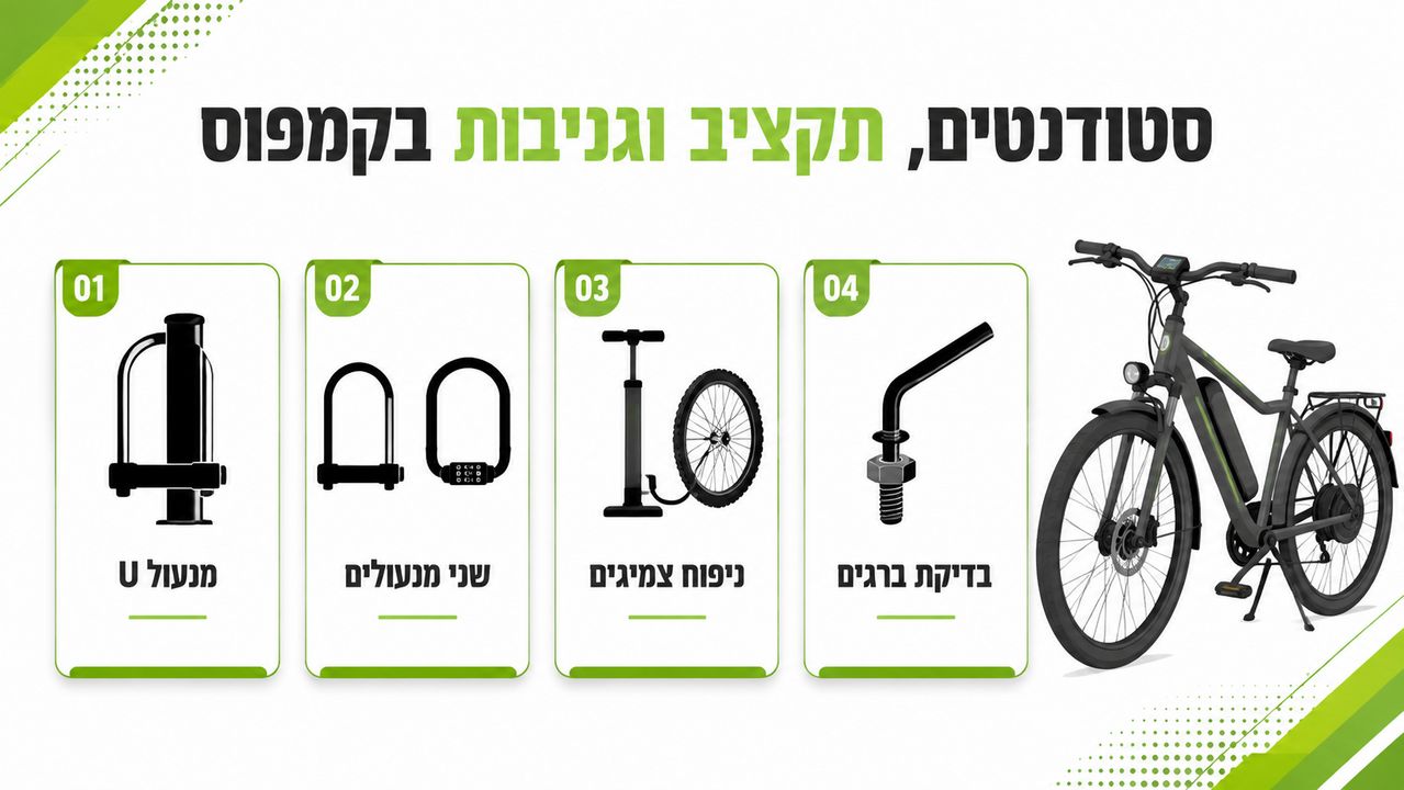 נעילה נכונה של קורקינט חשמלי בקמפוס